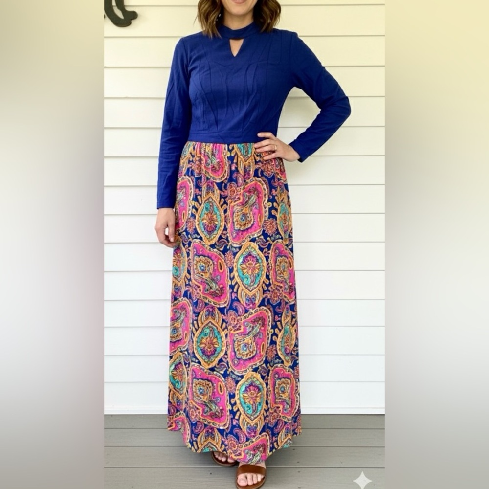 NEW Vintage Colorful Paisley Maxi Dress